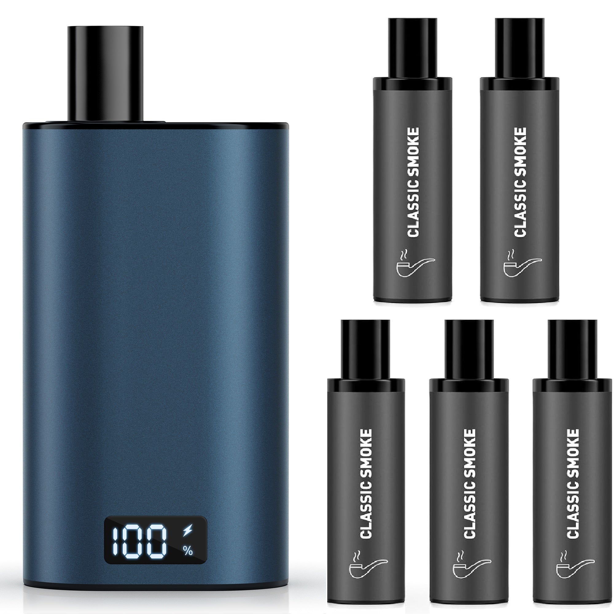 電子タバコ 使い捨て vape 5POD付き 25000回吸引可能 ネイビー LEDディスプレイ付 爆煙 カートリッジ交換式 充電可 持ち運び シーシャ タールなし 禁煙 DBL BOX
