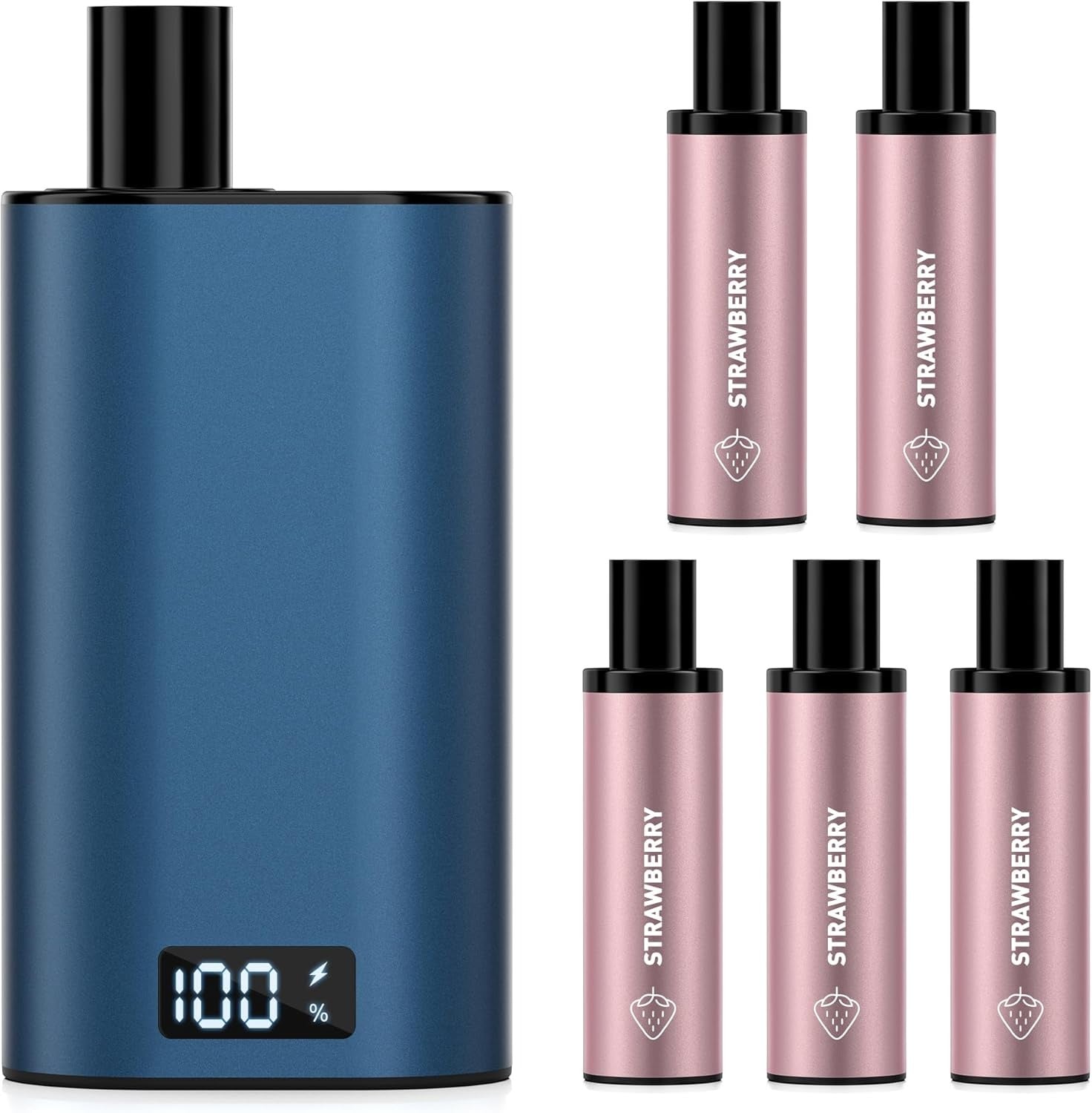 電子タバコ 使い捨て vape 5POD付き 25000回吸引可能 ネイビー LEDディスプレイ付 爆煙 カートリッジ交換式 充電可 持ち運び シーシャ タールなし 禁煙 DBL BOX