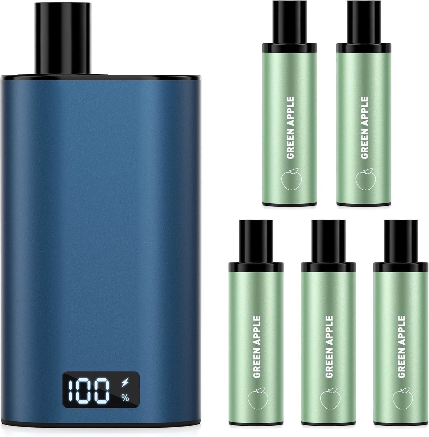 電子タバコ 使い捨て vape 5POD付き 25000回吸引可能 ネイビー LEDディスプレイ付 爆煙 カートリッジ交換式 充電可 持ち運び シーシャ タールなし 禁煙 DBL BOX