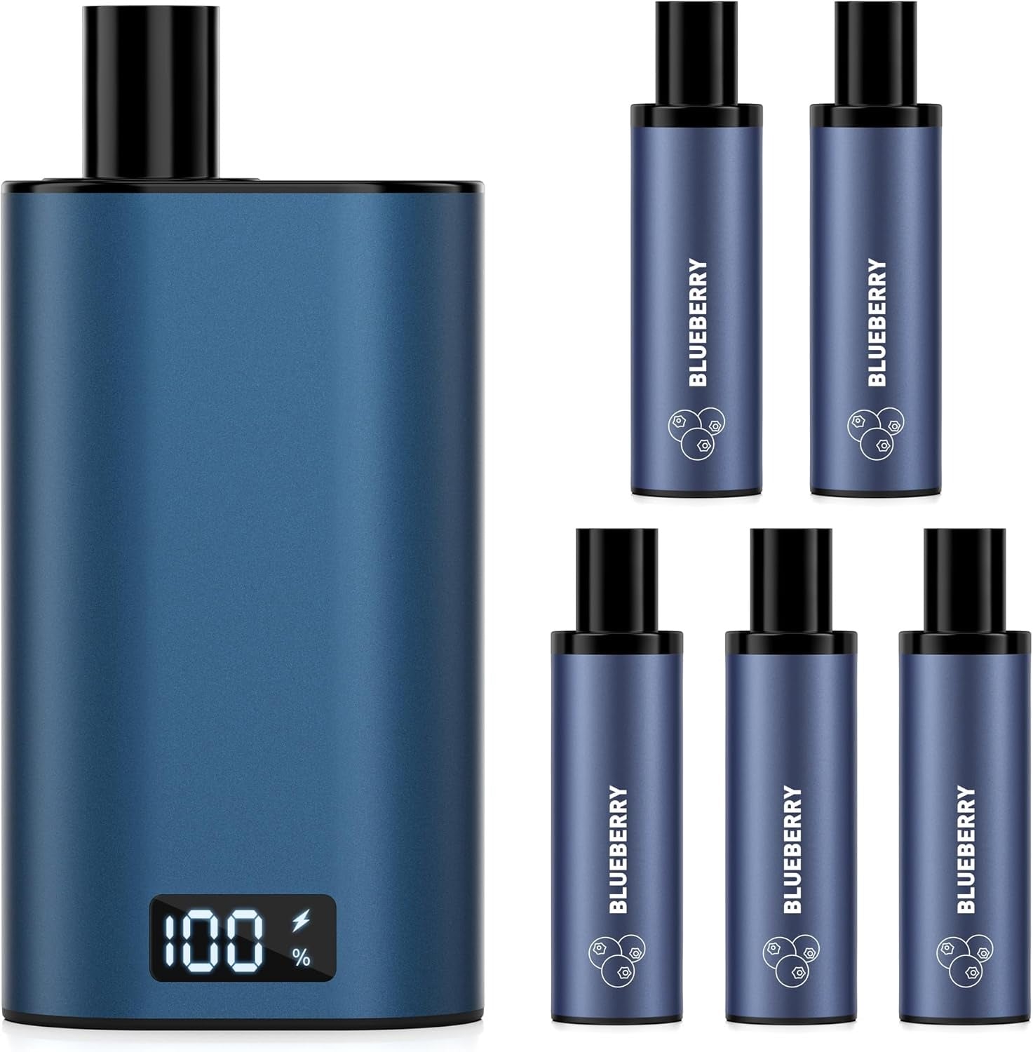 電子タバコ 使い捨て vape 5POD付き 25000回吸引可能 ネイビー LEDディスプレイ付 爆煙 カートリッジ交換式 充電可 持ち運び シーシャ タールなし 禁煙 DBL BOX