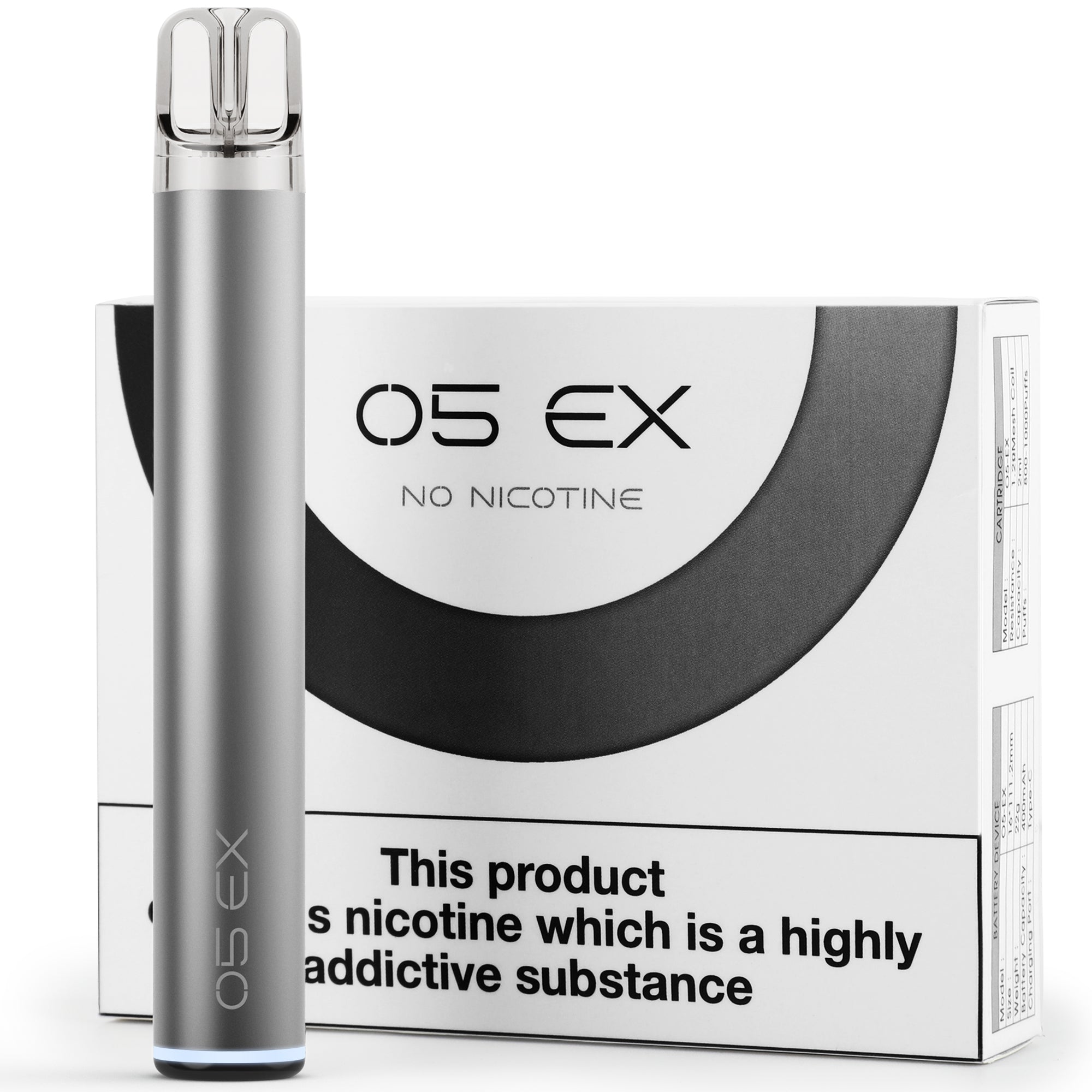 O5EX Vape Kit, E Cigarettes Kit No Nicotine No Vape Liquid, Vape Kits Complete Rechargeable, 2ml TPD Version, Gradient Grey