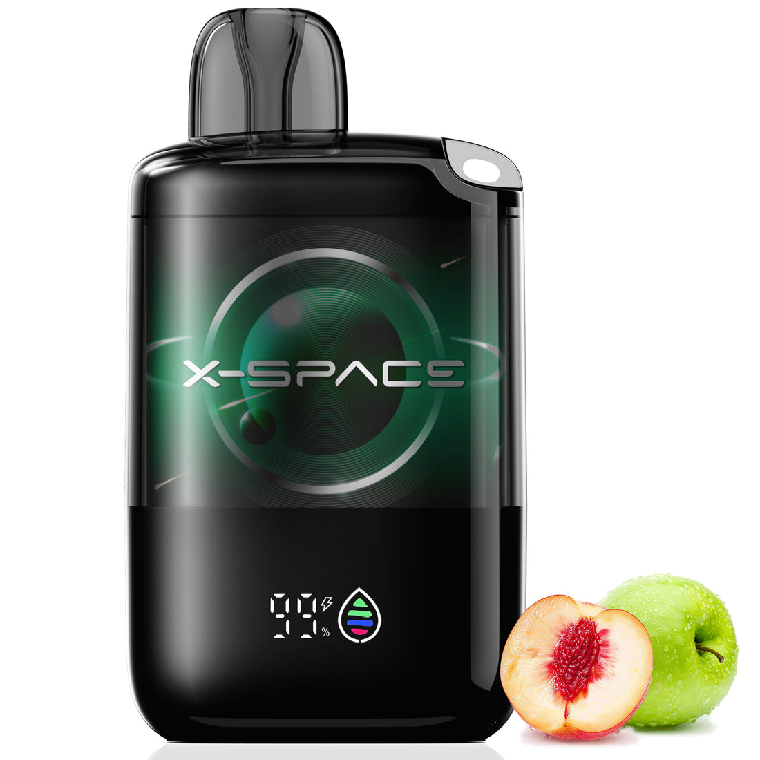 X-SPACE Disposable Vape No Nicotine, Green Apple Peach, Rechargeable E-Cigarettes 9000 Puffs