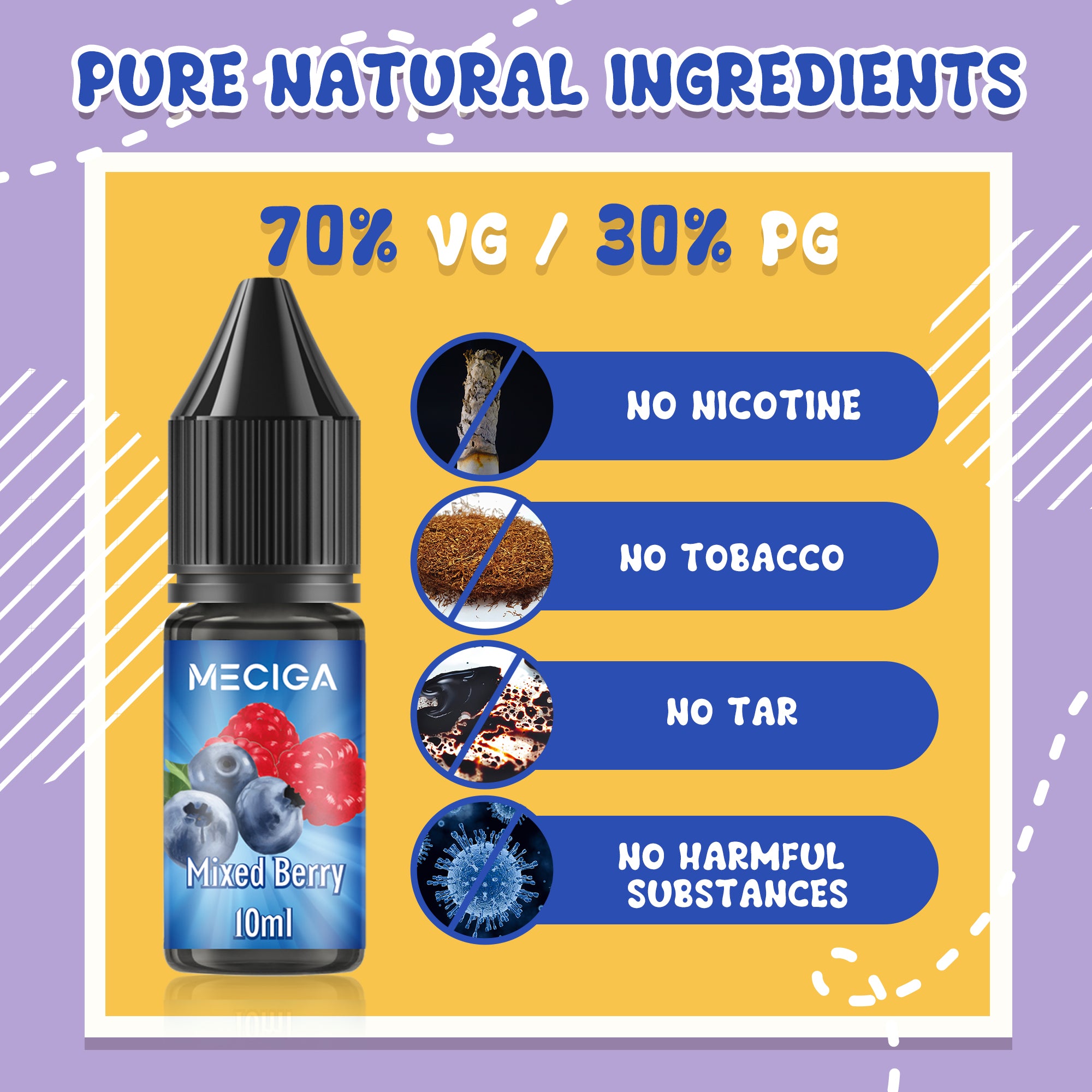 MECIGA  E Liquid Ohne Nikotin Pack of 12 - 10ML