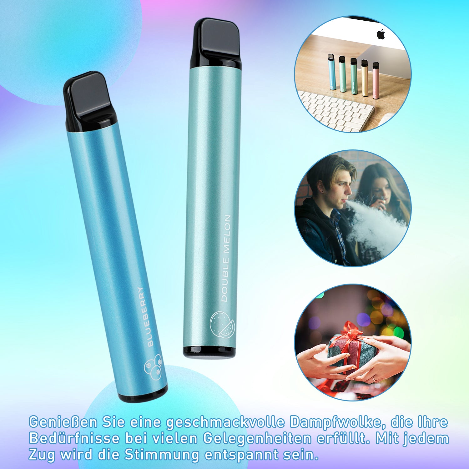 FURUN Disposable Vape Pen No Nicotine, Puff Bar Mixed Fruity Flavour, 500 Puffs*5