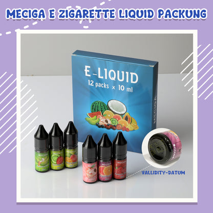MECIGA E-Liquid ohne Nikotin, 12 Stück – 10 ml