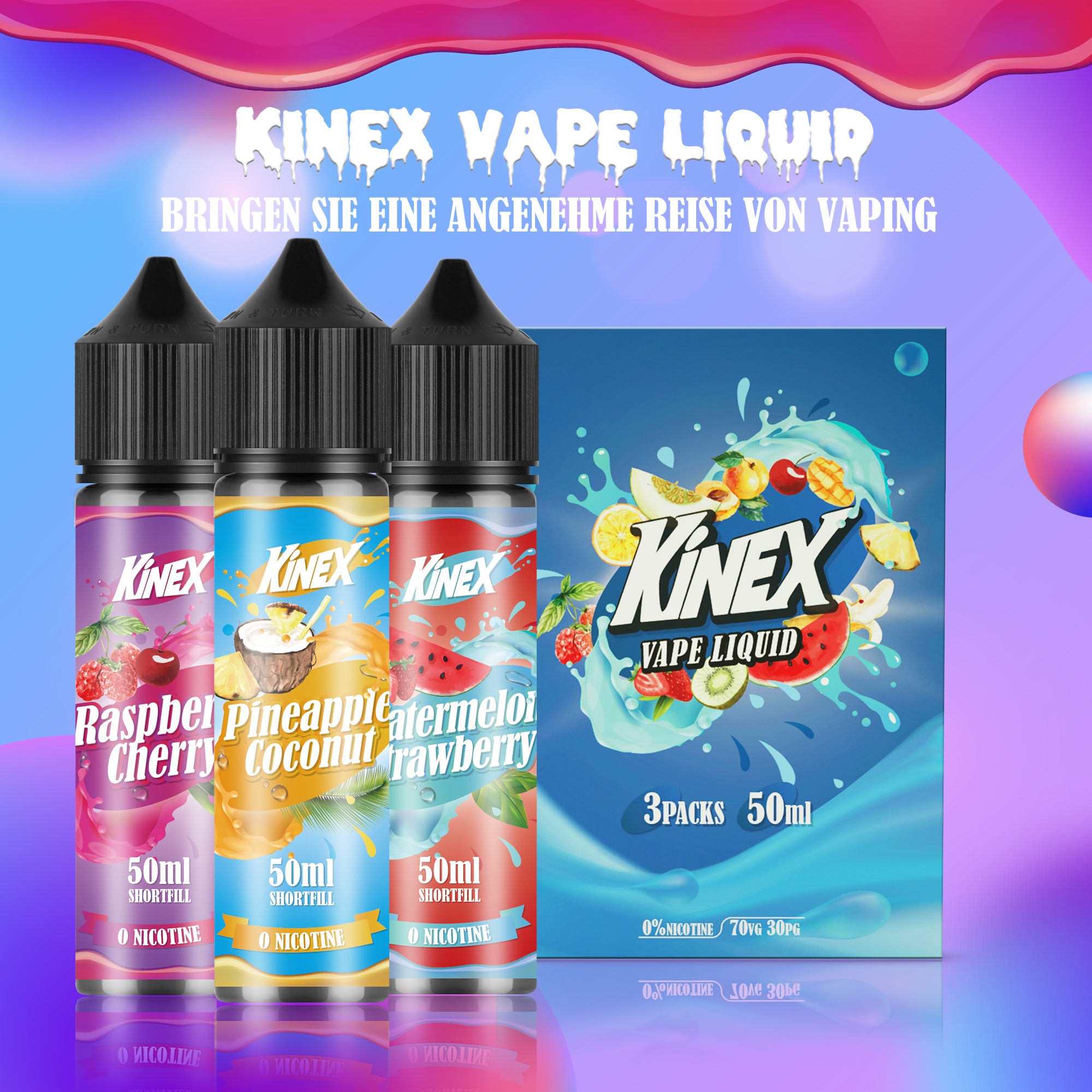 KINEX E Liquid Collection 3 x 50ml Shortfill No Nicotine 70 30