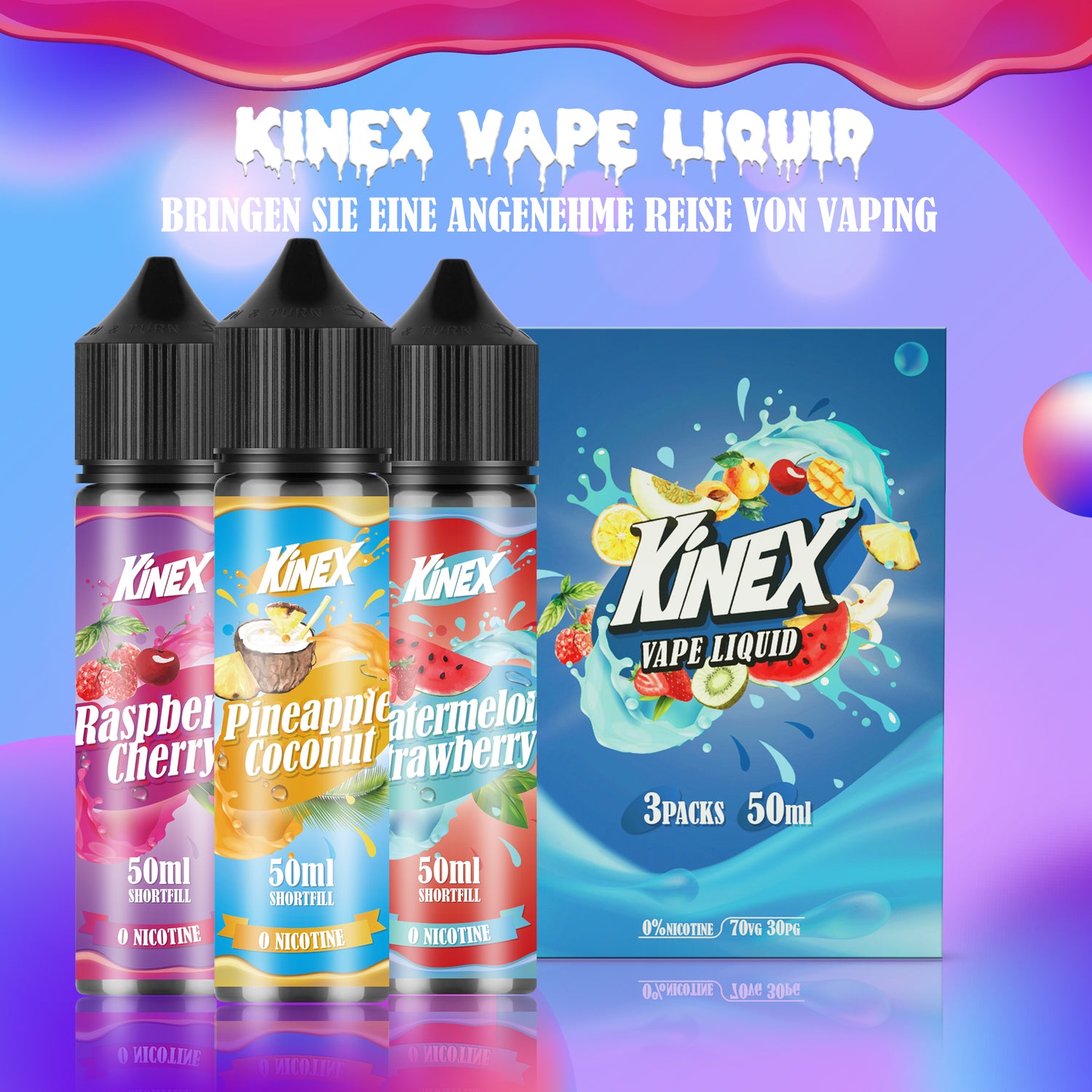 KINEX E Liquid Collection 3 x 50 ml Shortfill Kein Nikotin 70/30