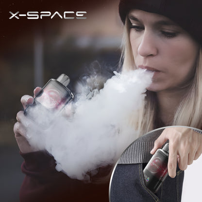 X-SPACE Disposable Vape No Nicotine, Watermelon Strawberry, Rechargeable E-Cigarettes 9000 Puffs