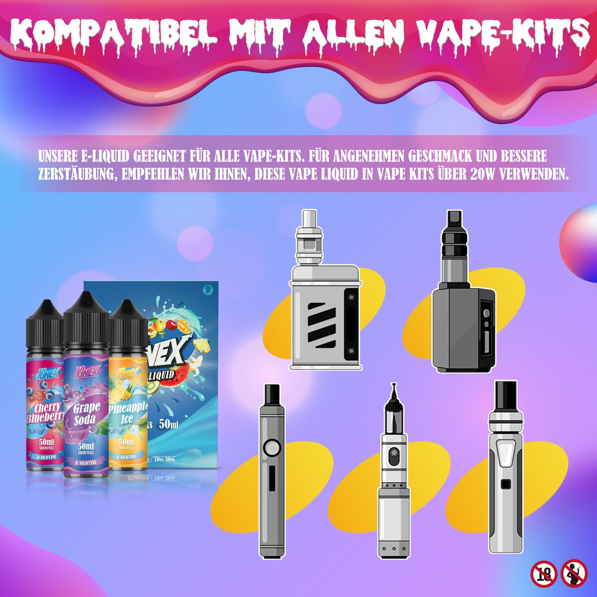 KINEX E Liquid No Nicotine Collection 3 x 50ml Shortfill 70/30