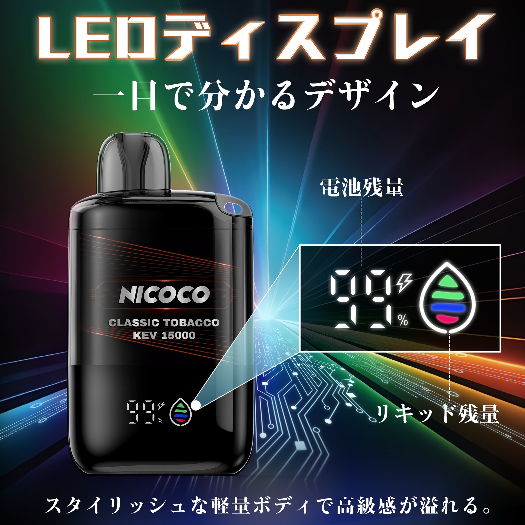 NICOCO 電子タバコ 使い捨て シガー・タバコ風味 甘さ清涼感なし 1個/2個/3個入り V3型