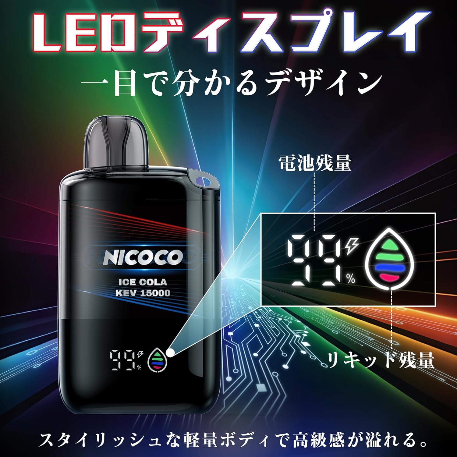 NICOCO 電子タバコ 使い捨て コーラ 清涼感MAX 持ち運び シーシャ 便利 タールニコチンなし 禁煙サポート 1個/2個/3個入り V3型