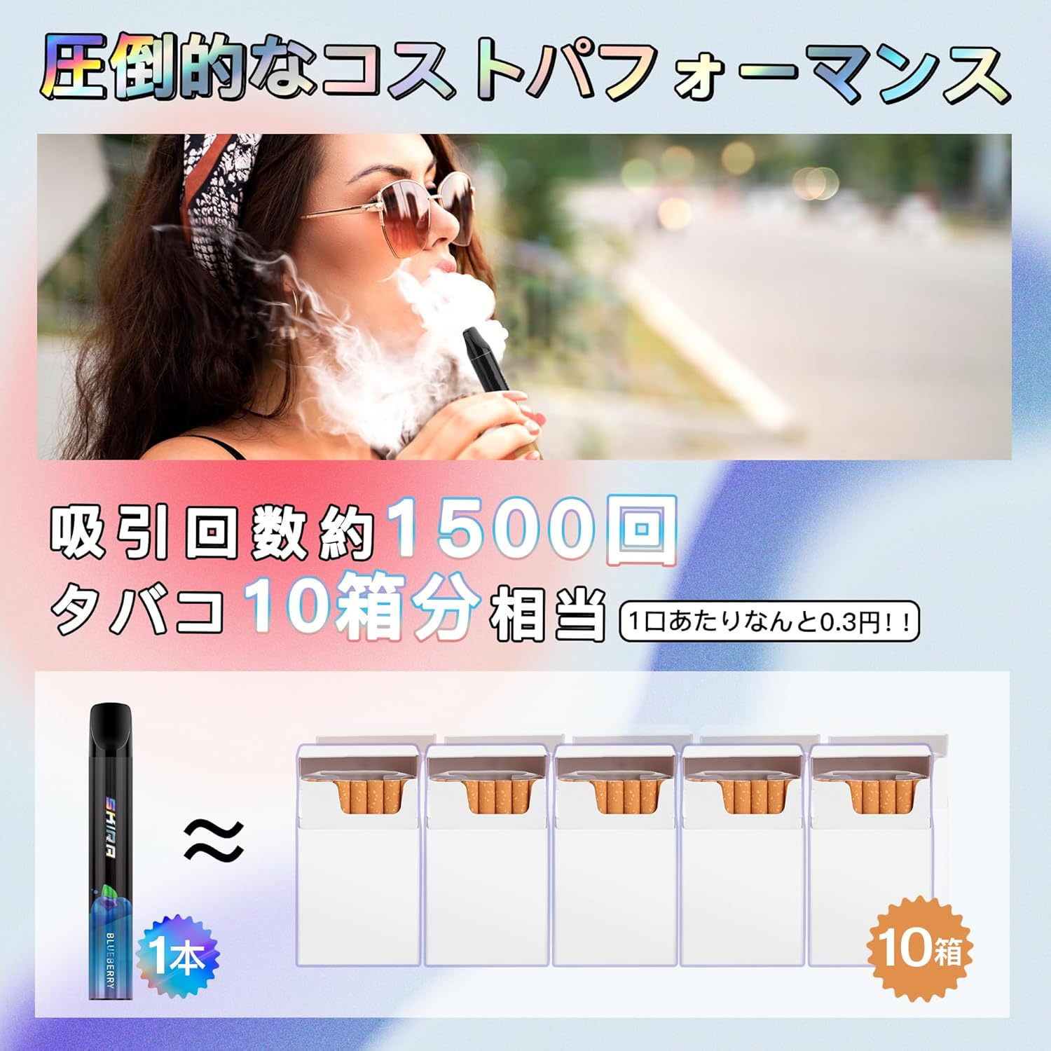 SKIRA 電子タバコ 使い捨て VAPE 持ち運び シーシャ 禁煙サポート タール&amp;ニコチンなし JO5MINI2型 （5風味から選択OK）