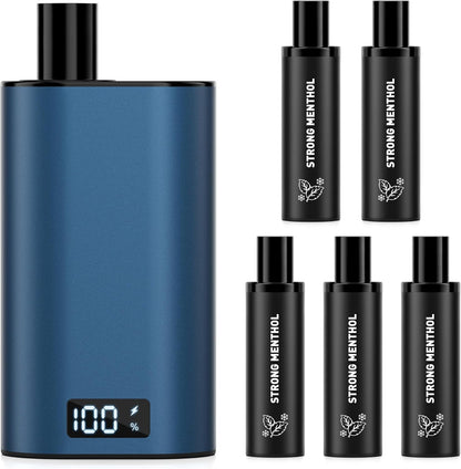 電子タバコ 使い捨て vape 5POD付き 25000回吸引可能 ネイビー LEDディスプレイ付 爆煙 カートリッジ交換式 充電可 持ち運び シーシャ タールなし 禁煙 DBL BOX