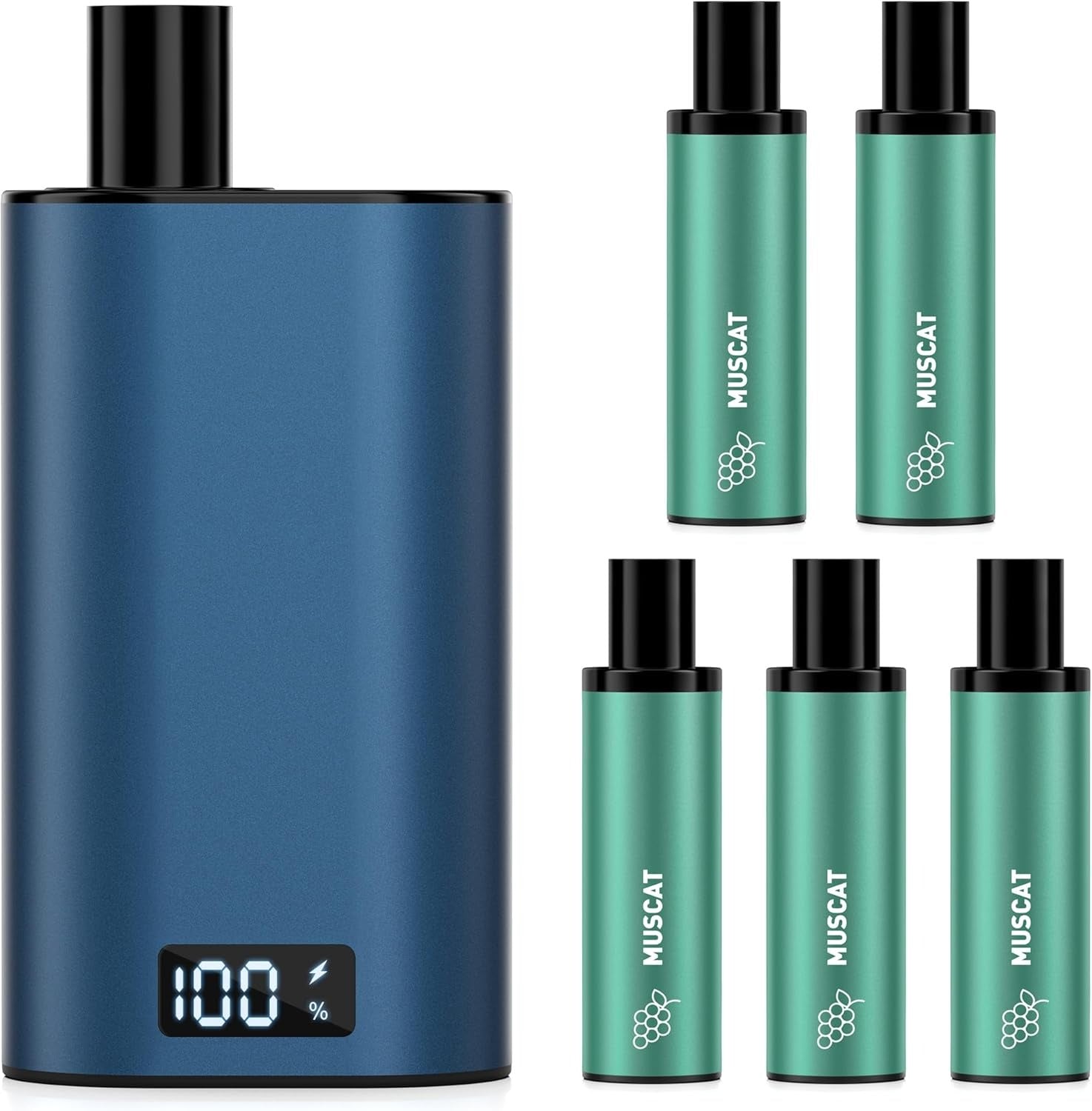 電子タバコ 使い捨て vape 5POD付き 25000回吸引可能 ネイビー LEDディスプレイ付 爆煙 カートリッジ交換式 充電可 持ち運び シーシャ タールなし 禁煙 DBL BOX
