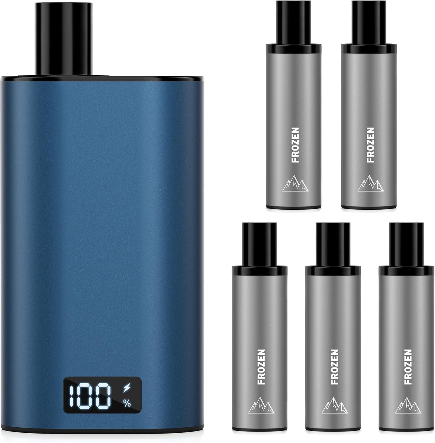 電子タバコ 使い捨て vape 5POD付き 25000回吸引可能 ネイビー LEDディスプレイ付 爆煙 カートリッジ交換式 充電可 持ち運び シーシャ タールなし 禁煙 DBL BOX