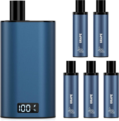 電子タバコ 使い捨て vape 5POD付き 25000回吸引可能 ネイビー LEDディスプレイ付 爆煙 カートリッジ交換式 充電可 持ち運び シーシャ タールなし 禁煙 DBL BOX