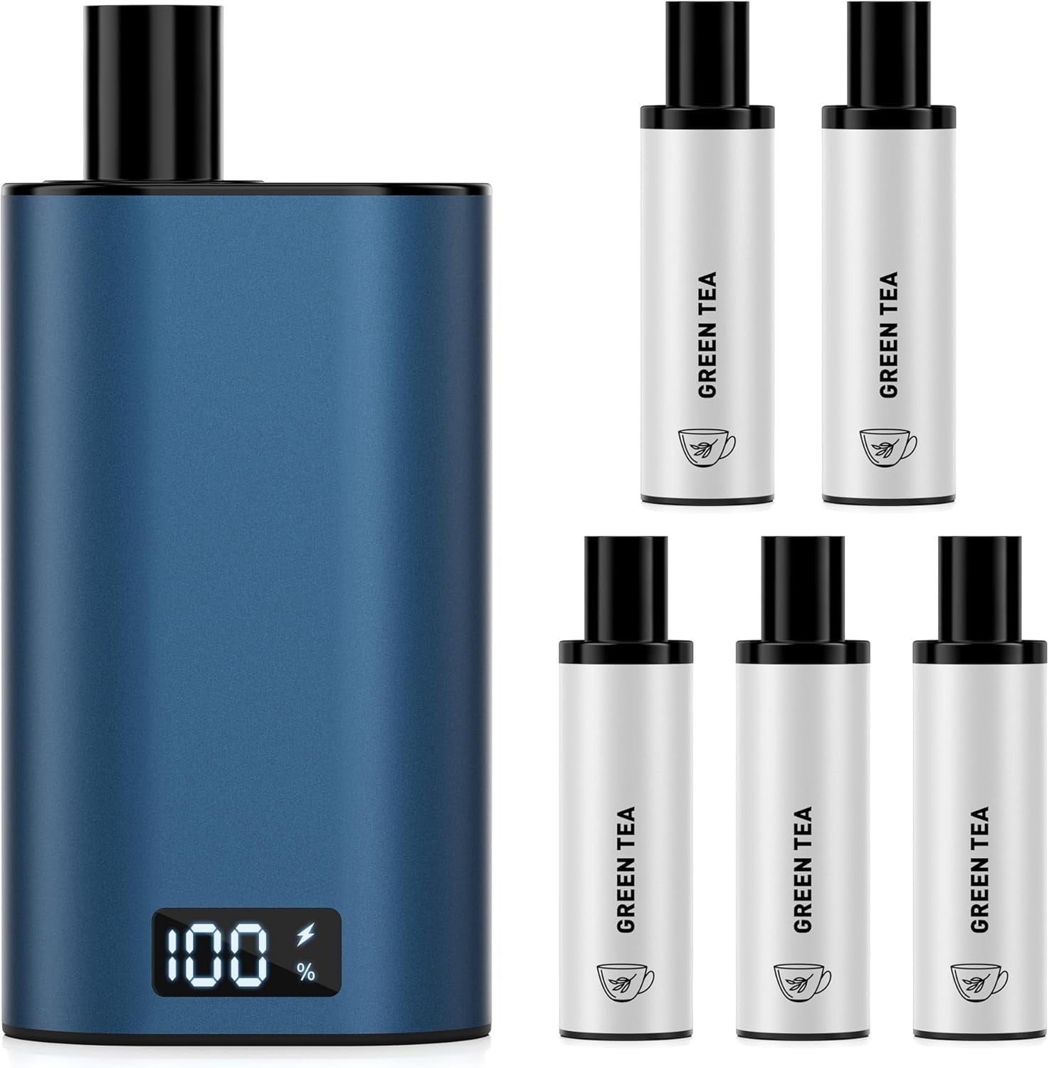 電子タバコ 使い捨て vape 5POD付き 25000回吸引可能 ネイビー LEDディスプレイ付 爆煙 カートリッジ交換式 充電可 持ち運び シーシャ タールなし 禁煙 DBL BOX
