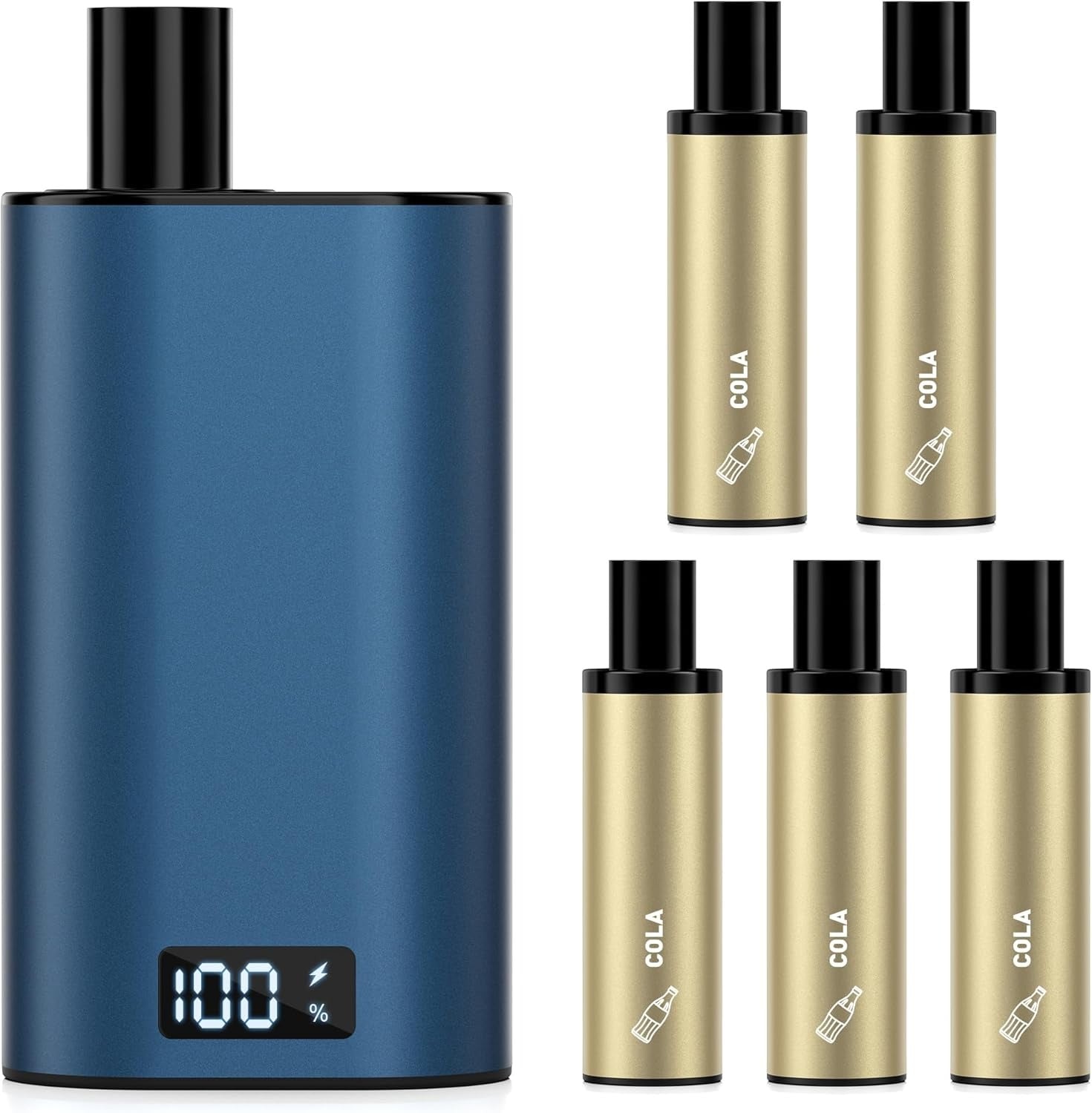 電子タバコ 使い捨て vape 5POD付き 25000回吸引可能 ネイビー LEDディスプレイ付 爆煙 カートリッジ交換式 充電可 持ち運び シーシャ タールなし 禁煙 DBL BOX