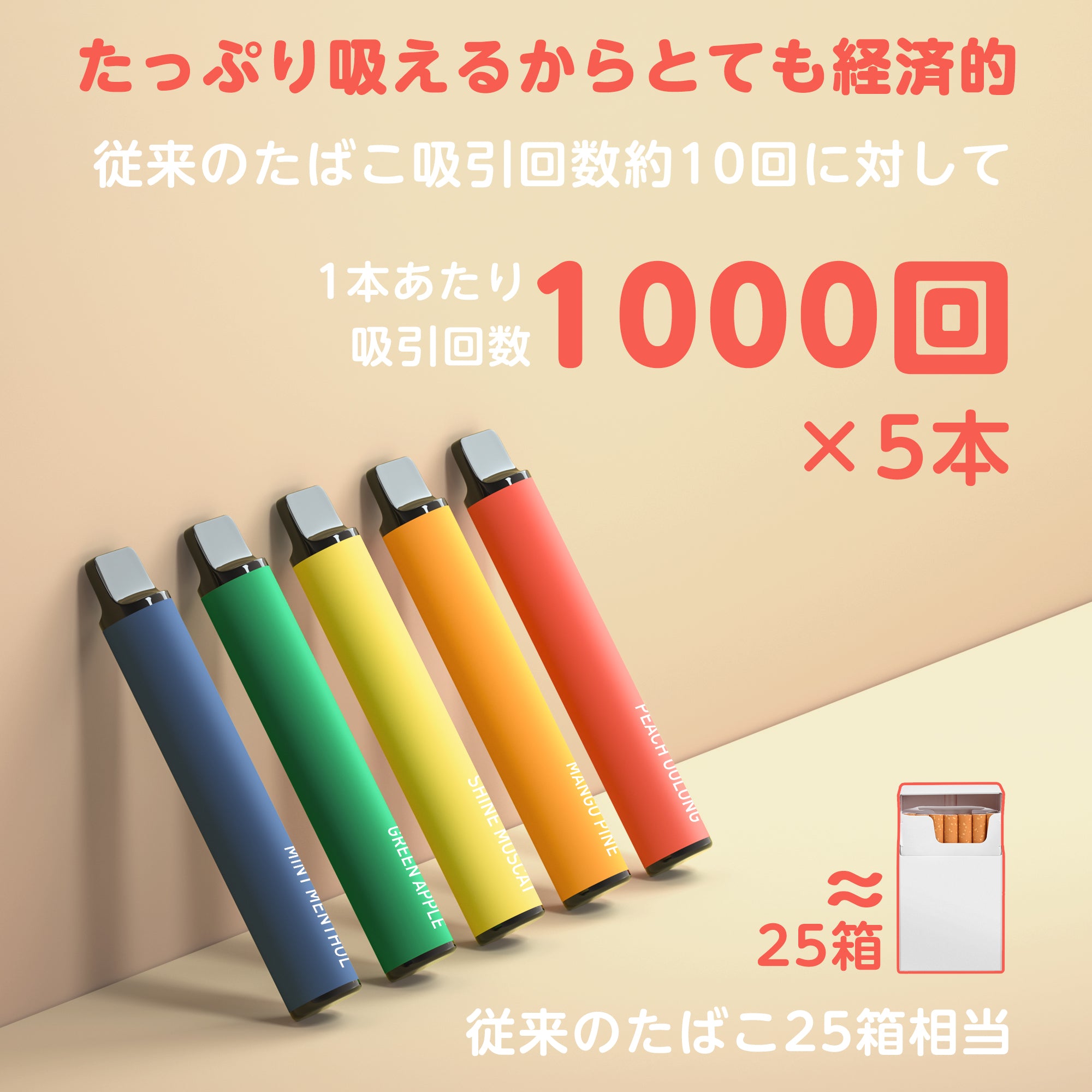 KINOE Electronic Cigarette Disposable 5 Flavors Set of 5 MIX 1